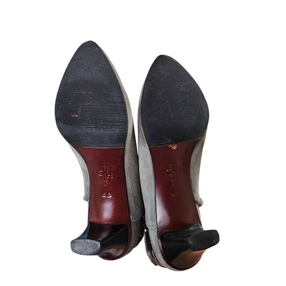 Cole Haan Gray Suede Buckle Zip Heels Booties Size 6B narrow - Picture 7 of 15